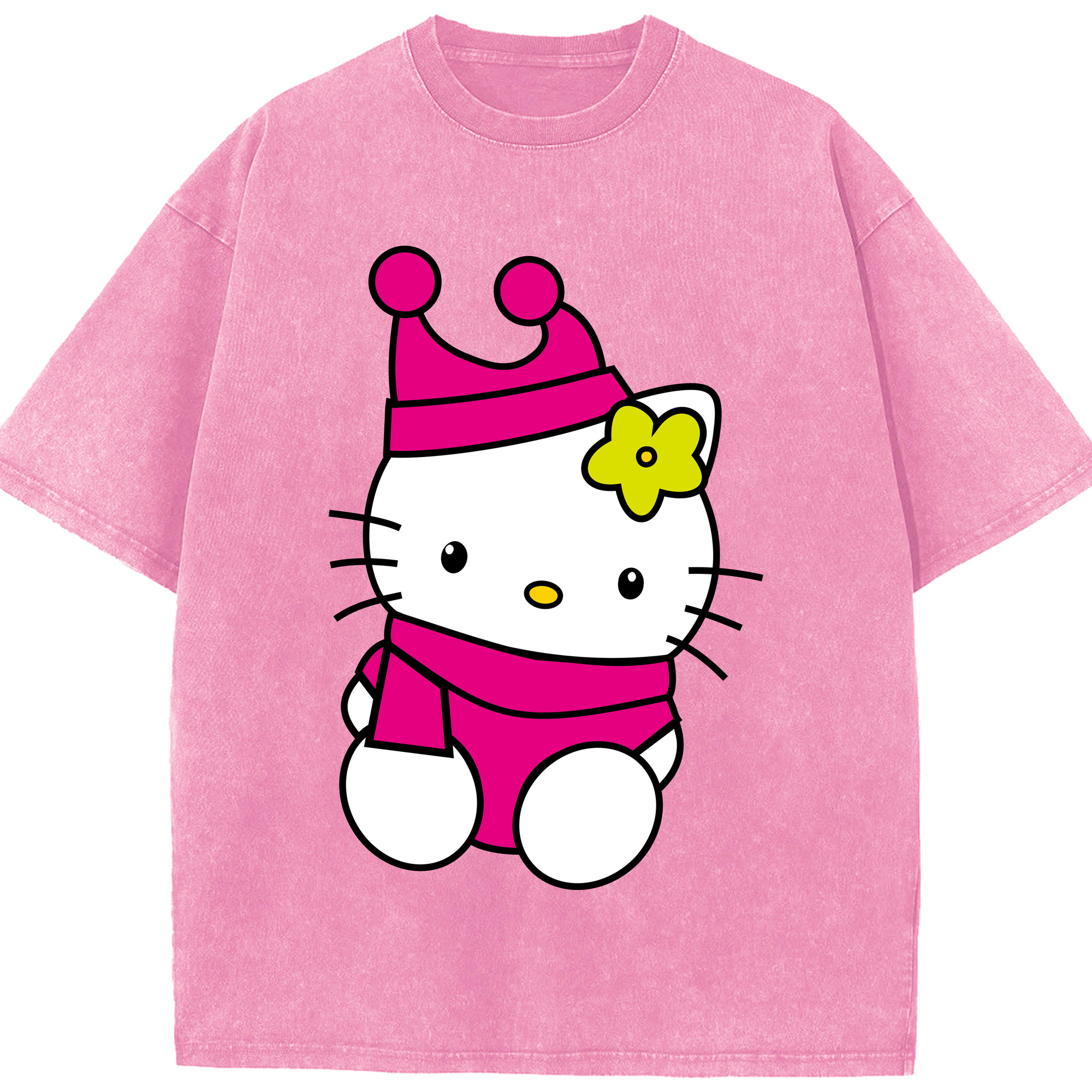 （画像用） Hello Kitty ハローキティ 綿100% ヴィンテージ風 半袖Tシャツ（フロントプリント）